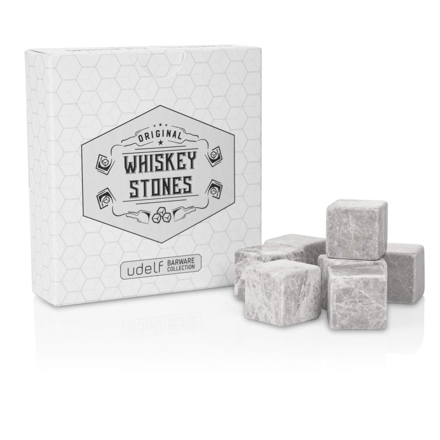 Set Whisky 2 Verres + 12 Pierres Glace Marbre Noir - Coffret Cadeau Homme élégant