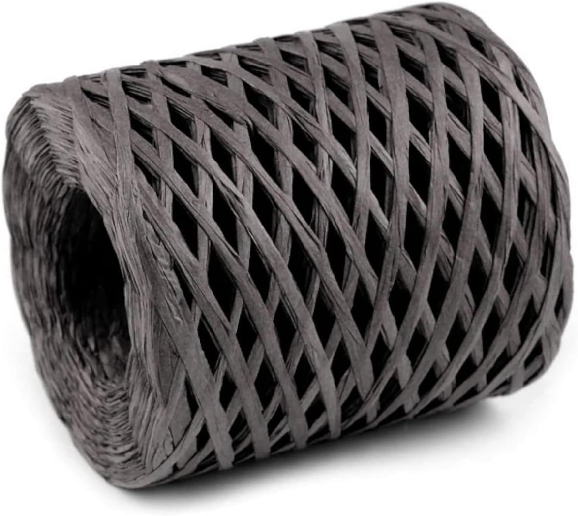 cyclingcolors 1 x Raffia Raffia Paper Cord 5-8 mm 200 m for Gift Wrapping Christmas Wedding Birthday Craft Projects Decorating Weaving Gardening Matte Grey