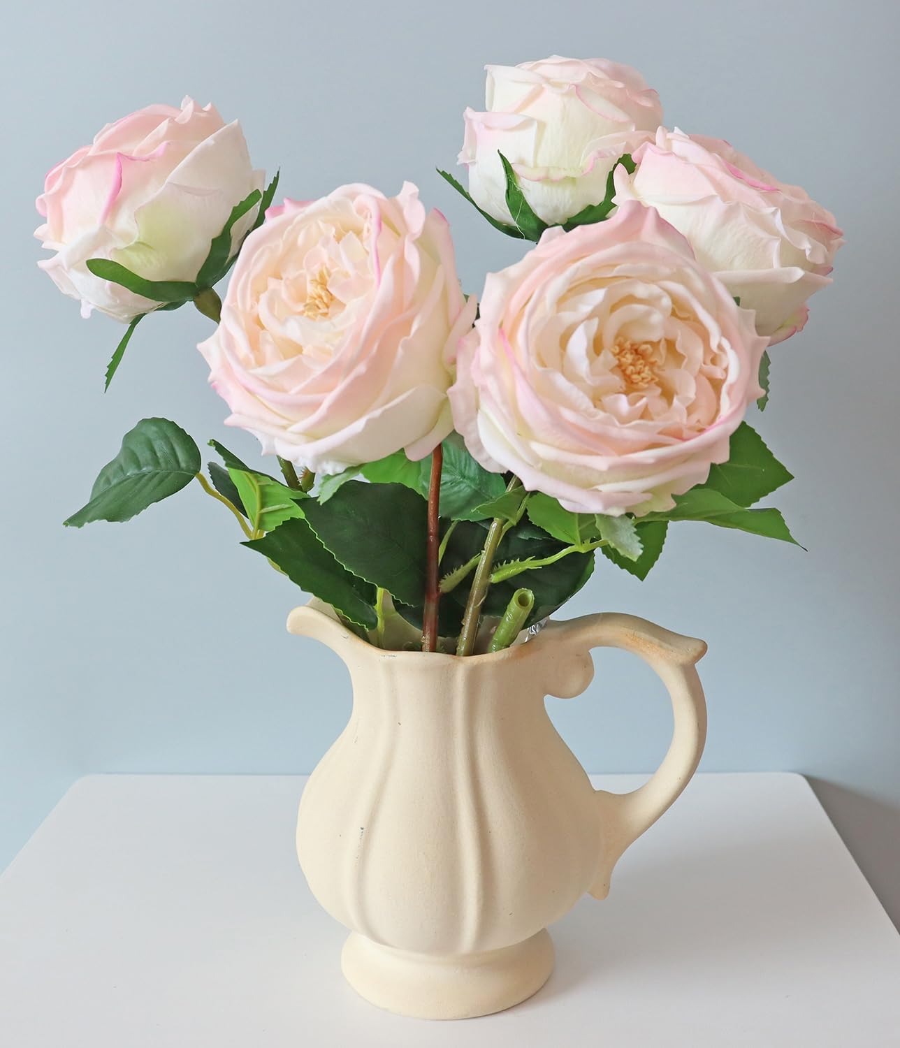 Champagne Fake Roses 4PCS Real Touch Peonies Flowers Lifelike Peony Silk Rose With Stems Big Heads Artificial Latex Flowers Wedding Bouquet For Party Flower Arrangements Centerpieces Home Decor