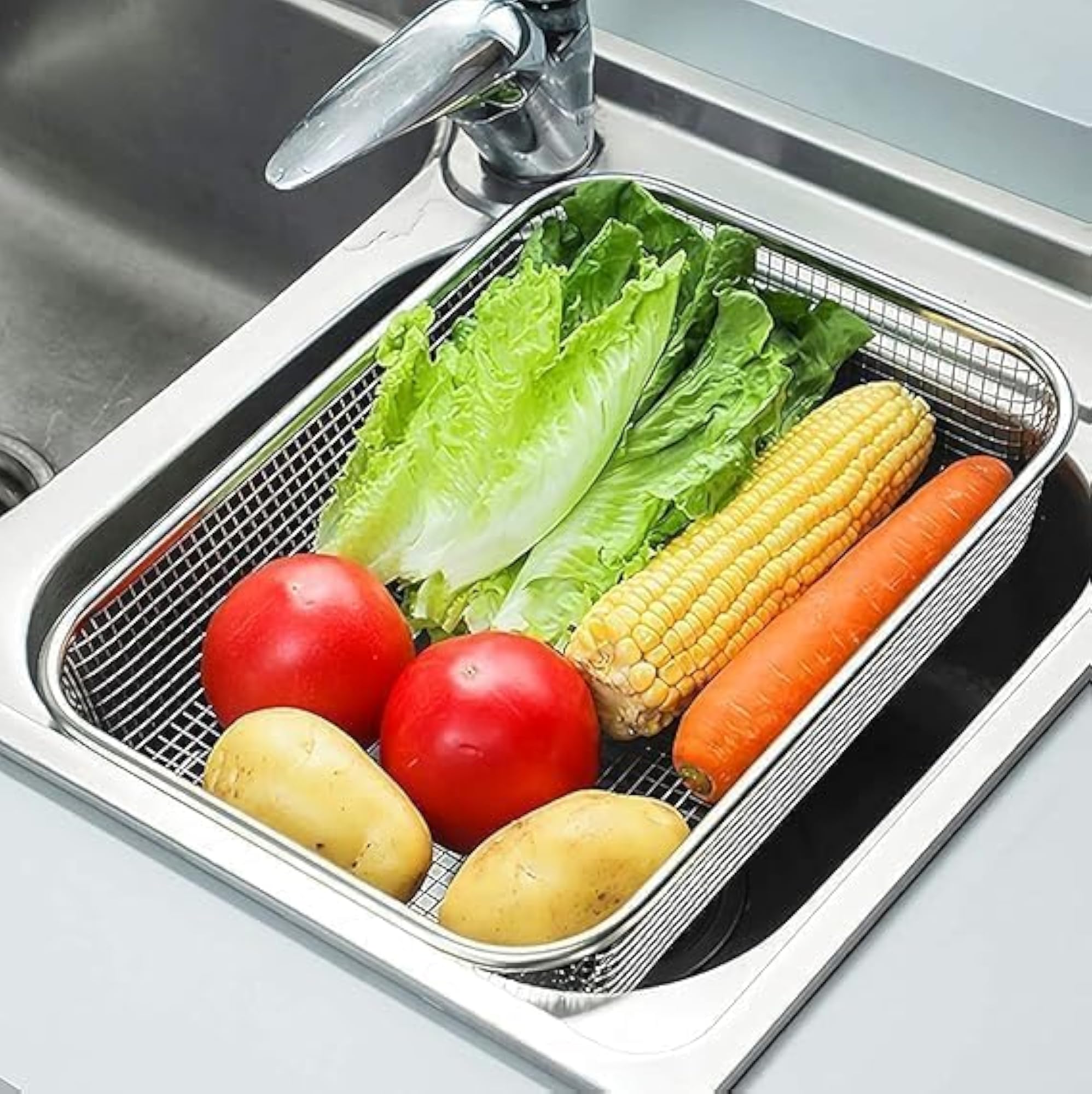 Stainless Steel Dish Rack and Drain Basket with Drip Tray