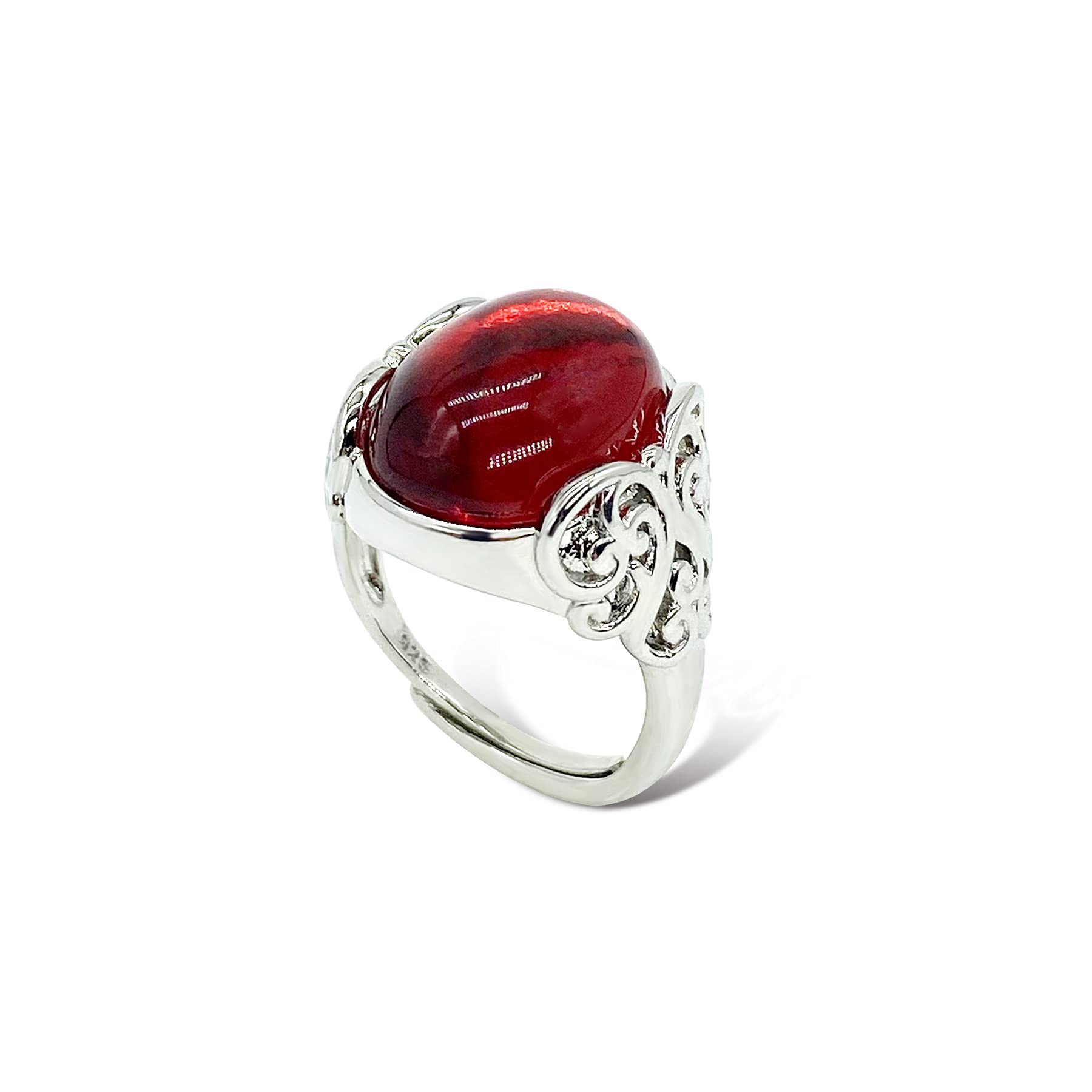 HUJUONHUJUON Natural Carnelian Crystal Band Ring,Silver Wire Wrap Red Agate Gemstone Finger Ring Red Carnelian Stone Open Ring Jewelry for Women Men