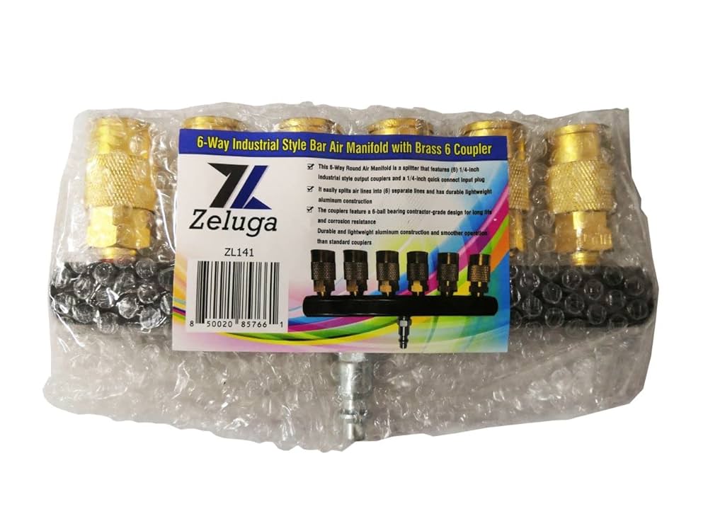 Zeluga 22-141 6-Way Industrial Style Bar Air Manifold with