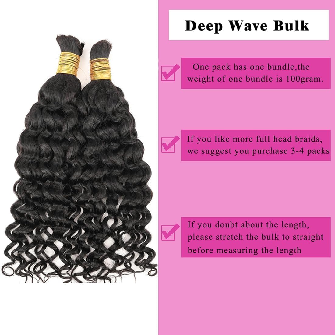 Water Wave Hair Bulk for Braids Brazilian Virgin Human Hair Bulk for Braiding no Weft Water Wave Braiding Curly Human Hair Bulk for Micro Braiding 20inch Nature Black(1Pack-one Bundle-100g)