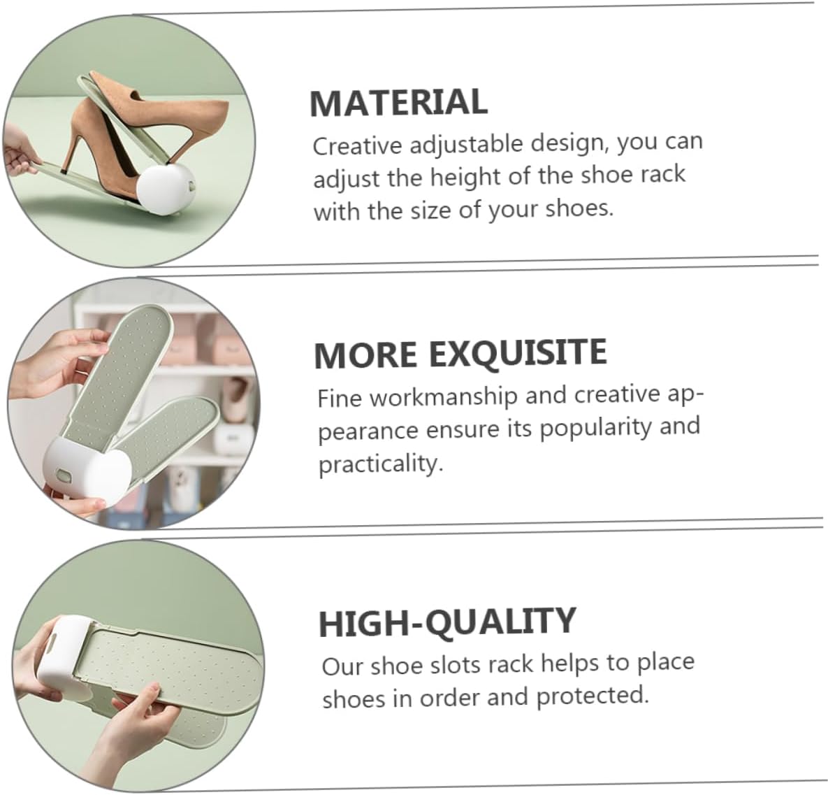 4pcs Adjustable Height Shoe Holder Non-slip Design Compact Shoe Slots Rack for Home