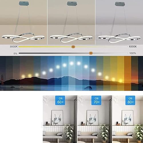 Miniatura 5 de Candelabro LED moderno para comedor con control remoto, 64 W, 39.4 pulgadas, 5600 lúmenes, regulable, decoración para cocina, isla, sala de estar,