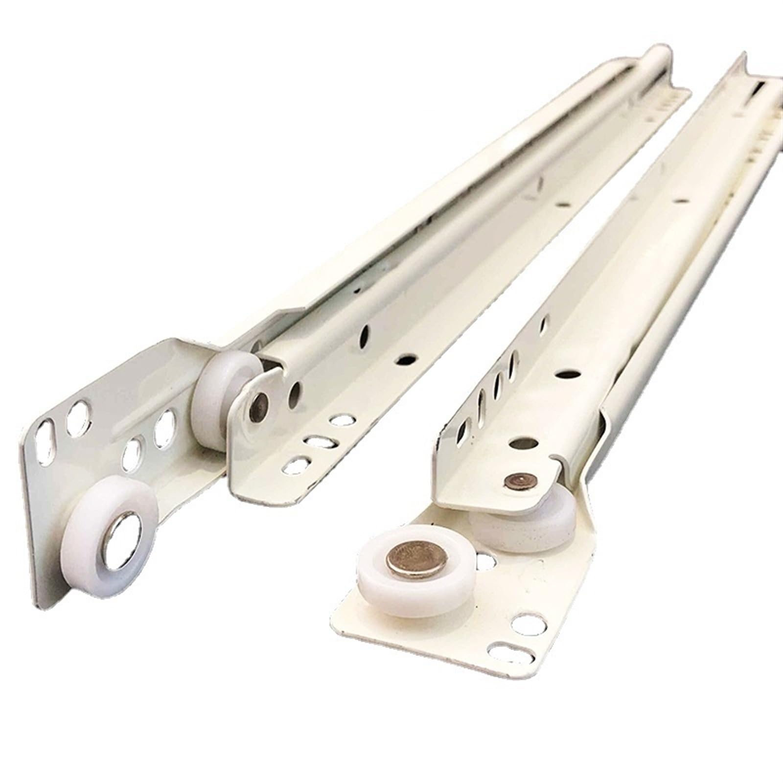Oumifand 14Inch-Length35cm One Set Drawer Slide Rail Steel Bottom Side Mount Wheel Track For Cabinet Computer Table Chute Keyboard Roller Pulley(14Inch-Length35cm)