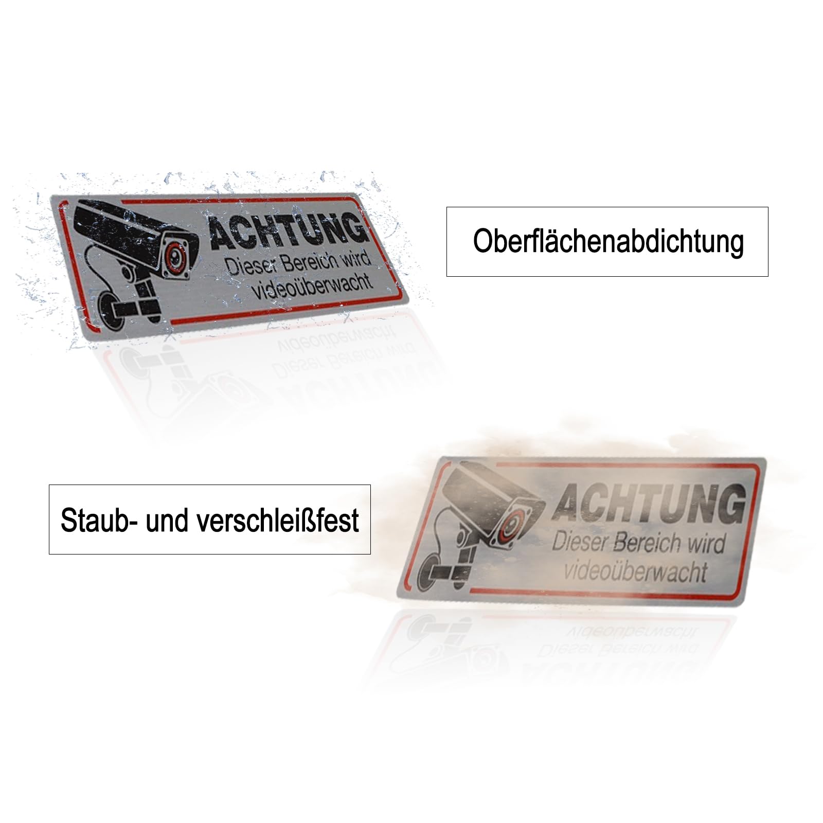 Yicoovey 4er-Set Videoüberwachung-Hinweisschilder – Edelstahl, 120x40 Mm, Für Garten & Eingangstor