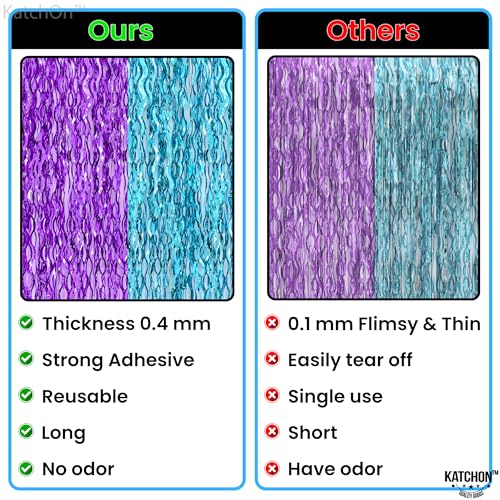 Image of KatchOn, Large Wavy Purple and Blue Fringe Curtain - Pack of 2 | Mermaid Birthday Decorations, Beach Party Decoration | Purple and Blue Foil Fringe for Under The Sea Party Decorations