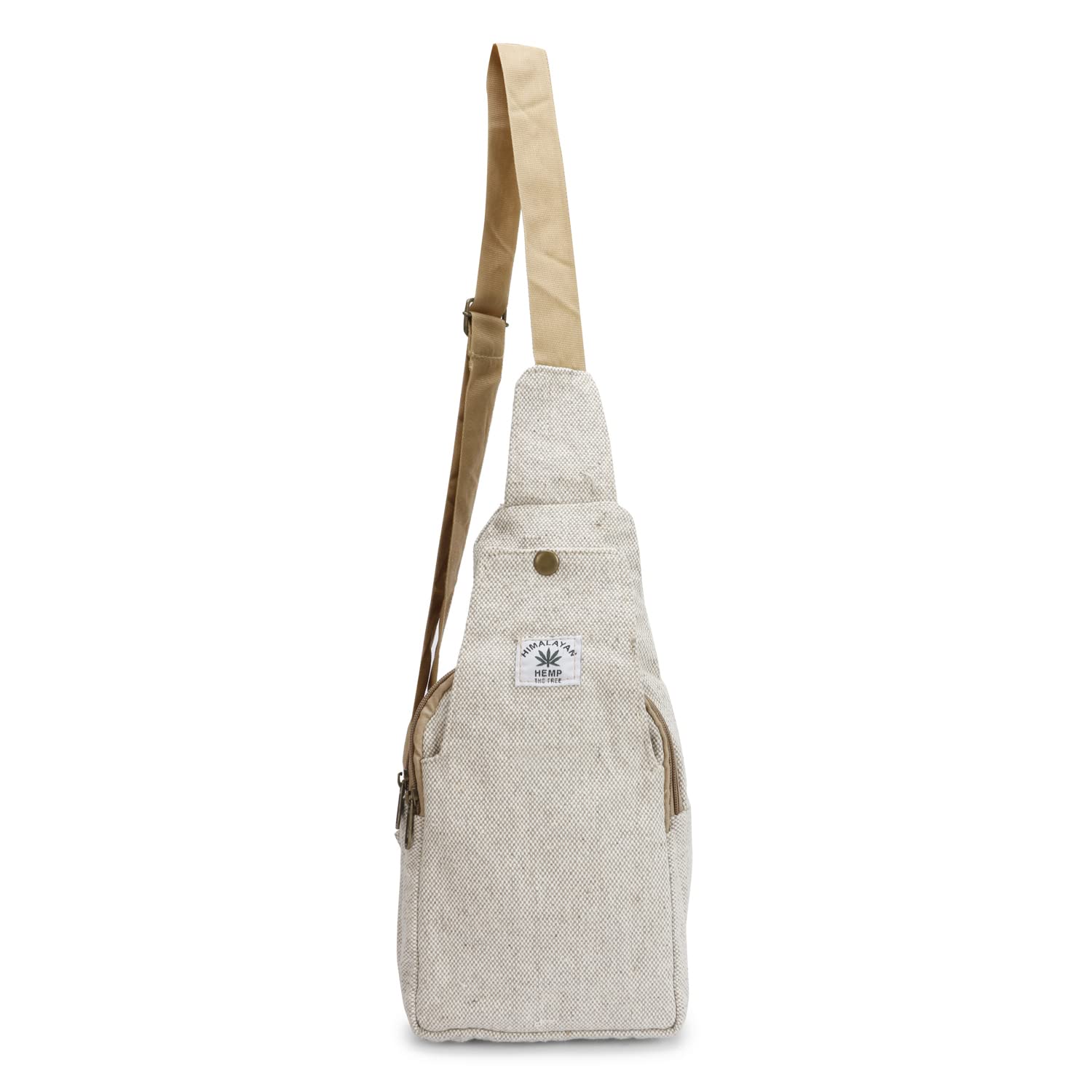 LONGING TO BUY Hemp Sling Backpack - Cross Body Bag & Shoulder Backpack with Adjustable Strap for Men & Women (Multi Grey - Chest Belt)