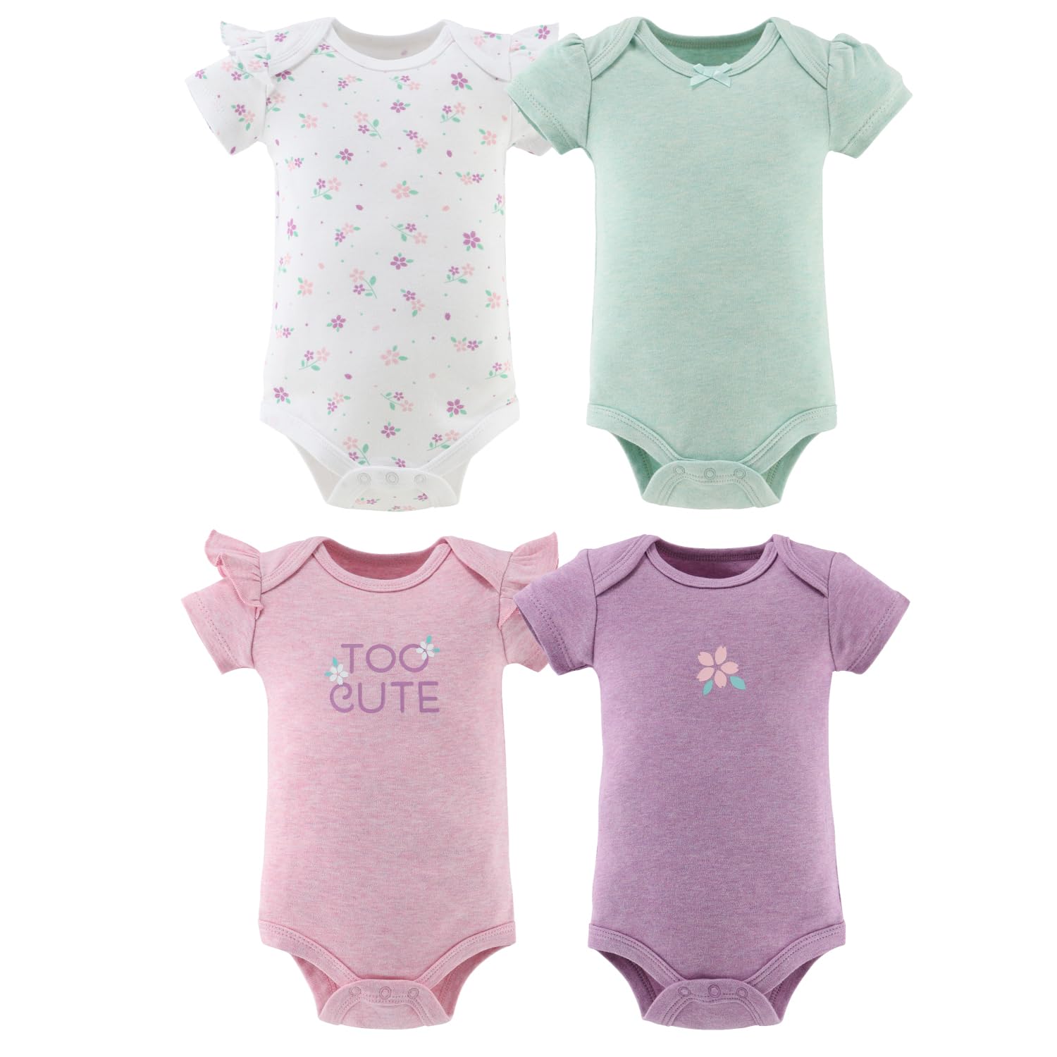 The Peanutshell Baby Girl Short Sleeve Bodysuits - 100 Cotton Soft Infant Girls Outfits 0-24 Months - Cherry