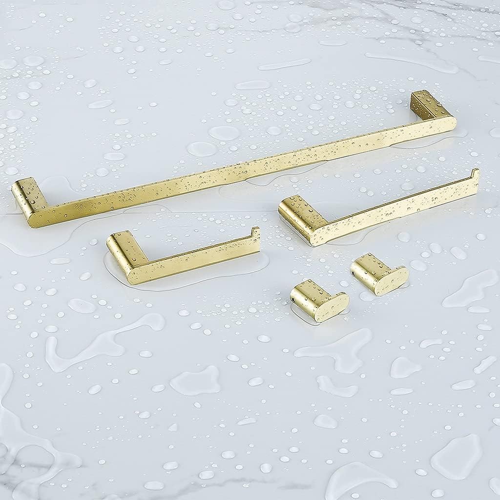 Brushed Gold Bathroom Hardware Set Paper Holder Towel Rack Robe Hook Bar Stainless Steel Accessories