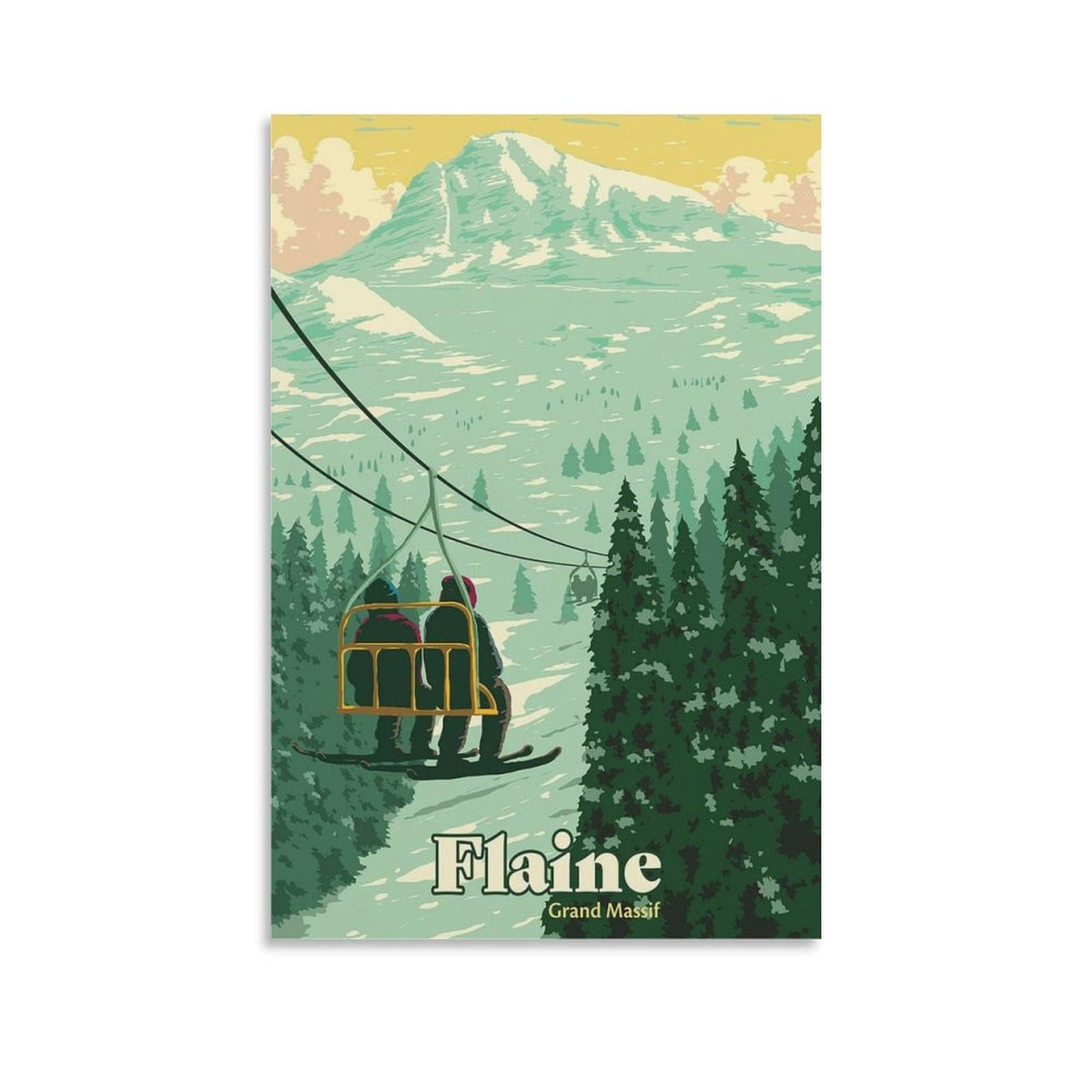 Wlqzfrwv Flaine Ski Resort Poster,Grand Massif Canvas Poster Bedroom Decor Landscape Office Room Decor Gift 08X12inch(20X30cm)
