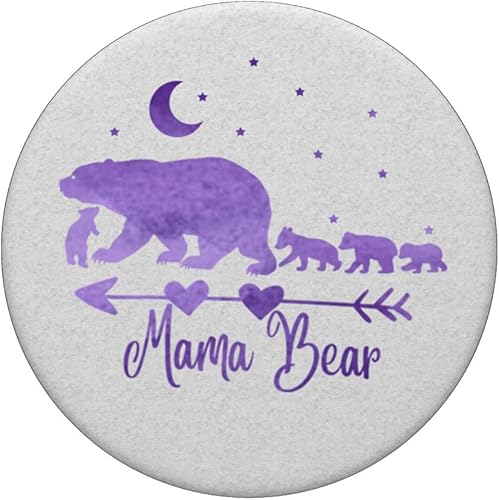 Miniatura 3 de Agarre y soporte para teléfonos y tabletas, diseño de oso de mamá y cuatro cubos sobre paletas blancas