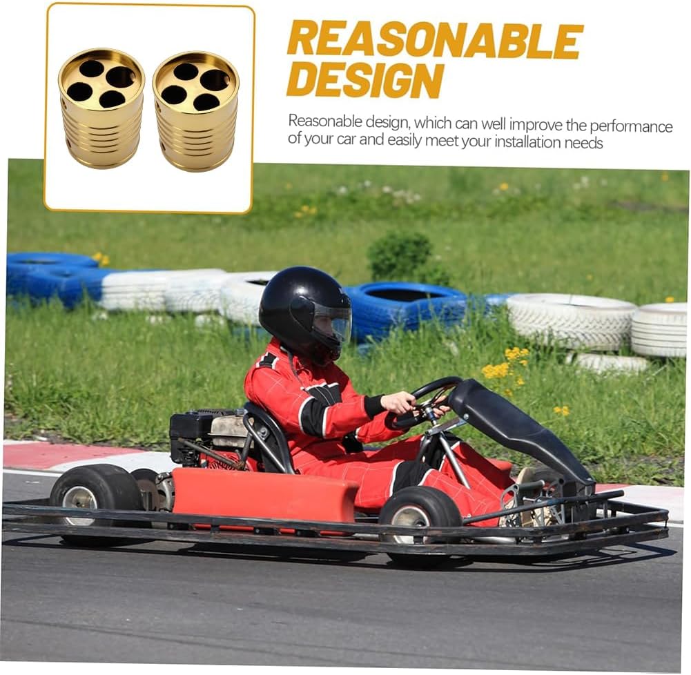 1 Pair Aluminum Round Pedal Extensions for Go-Kart & Kart Racer Essential Parts Accessories (Gold)