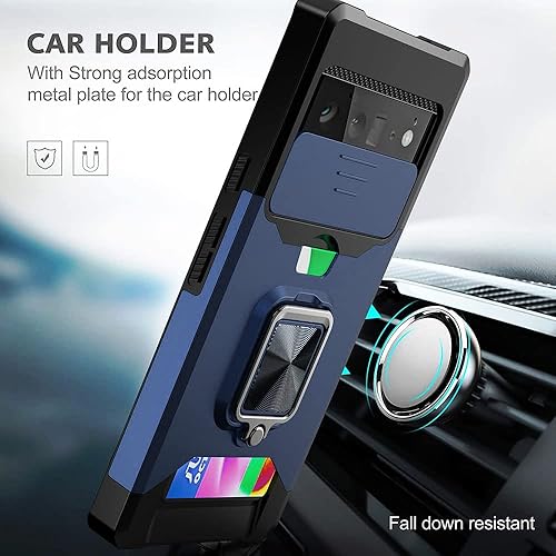 Miniatura 2 de NKECXKJ Funda para teléfono con protector de pantalla para Google Pixel 6, soporte para tarjetas, soporte de soporte, resistente, delgada, a prueba