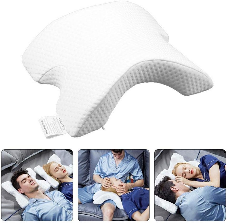 Memory Foam Pillow for Side Sleeping, Neck & Cervical Pillow Slow Rebound for Relaxing Arm, Arched U-Shaped Nap Pillow with Hollow Support for Keeping Arm from Falling Asleep/Anti-Hand Numb