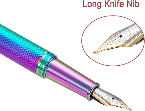 Miniatura 228 de Hongdian Black Forest - Pluma estilográfica de punta media, diseño clásico con convertidor y estuche de metal Negro -,Azul,Latón,Fibra de