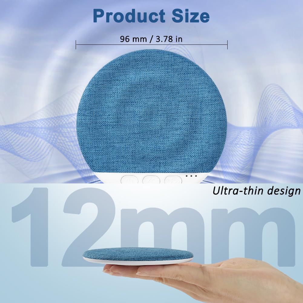 Głośnik pod poduszką do spania, ultra cienki głośnik pod poduszką Bluetooth 5.4, przewodzenie kostne z białym szumem i timerem dla osób śpiących na boku i do głębokiego snu (niebieski)