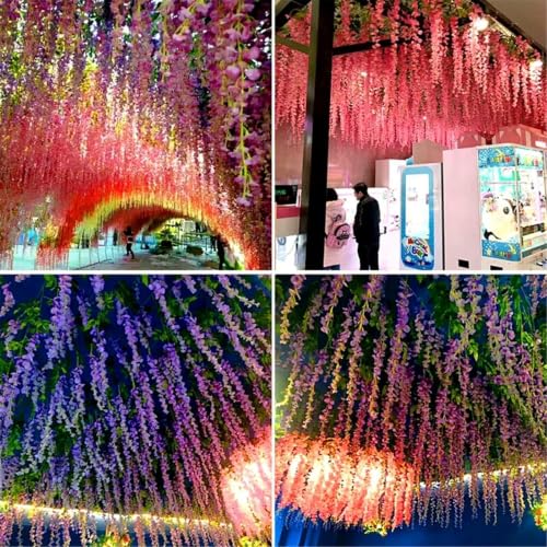 Glicinas artificiales para bodas románticas de color champán 4