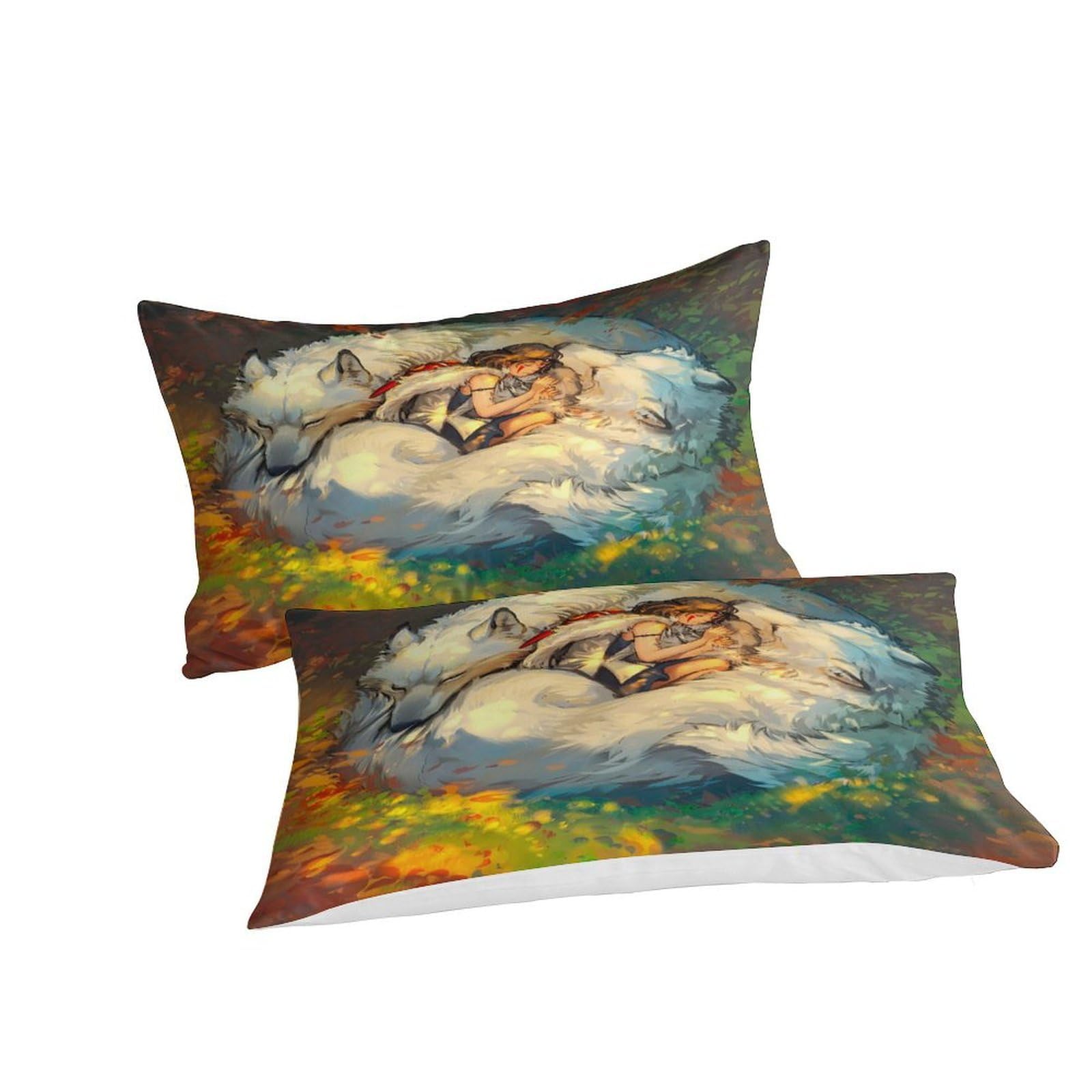 Parure de lit loup blanc pour chambre ado avec housse de couette 3D Super Roi 260x220 cm