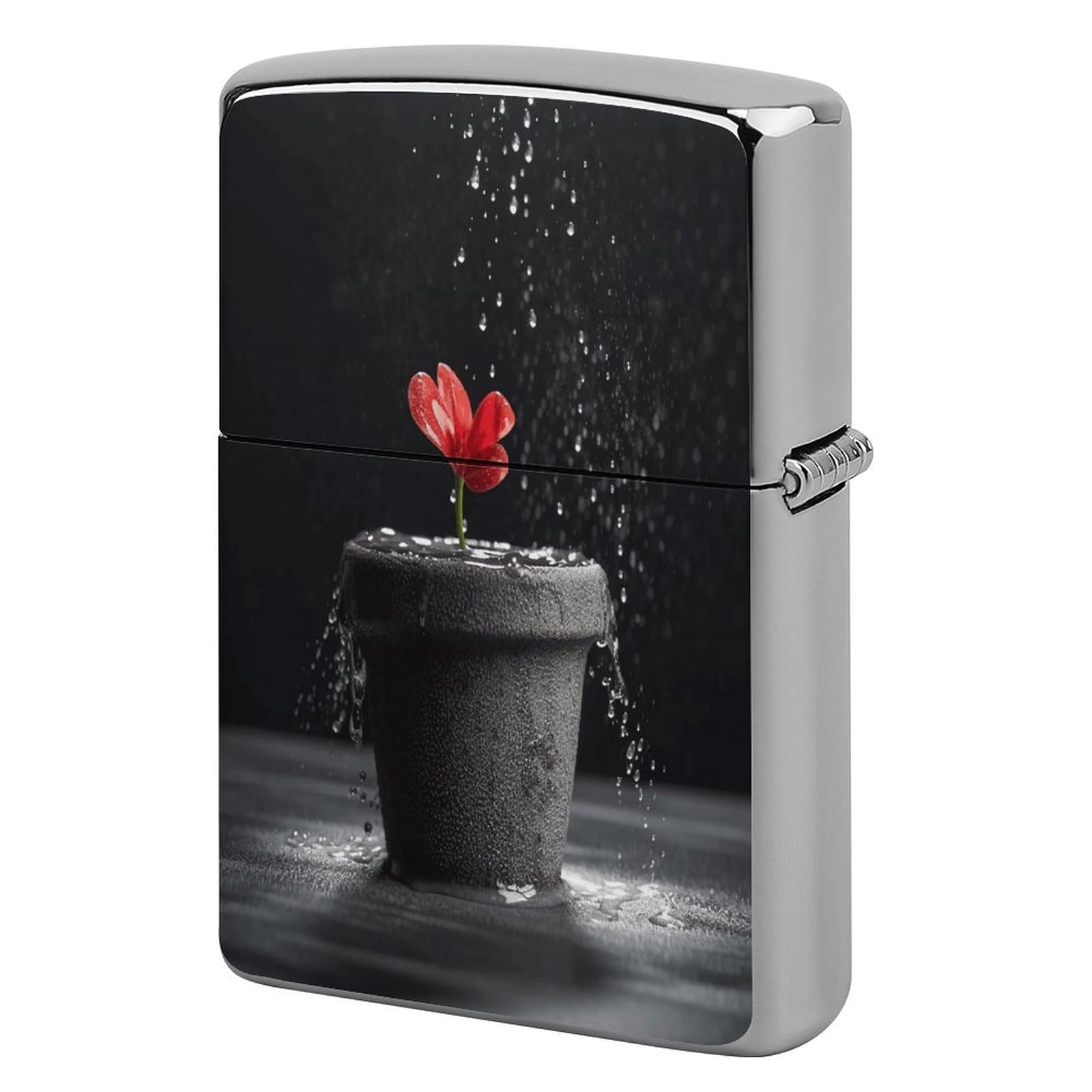 Fodpand Style Flowers In Pot Metal Lighter Case Cover Lighter Sleeve
