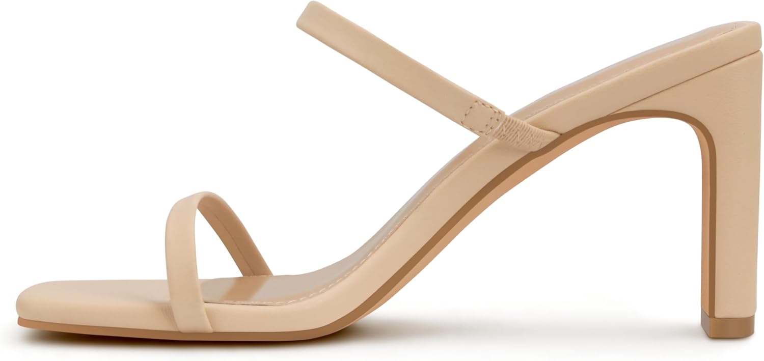 Carcuume Women's Square Toe Two Strap Open Toe Block Heels Sandals Slip On Shoes - Image 3