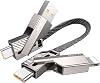 4ü 1 arada USB C Kablosu [45W Hızlı Şarj ve Veri Senkronizasyonu] Düz Örgülü USB C - USB C Şarj Kablosu LTip CUSB A Çoklu Bağlantı Noktaları iPhone iPad MacBook Samsung için - 1ft SHEZI