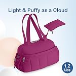 TOPDesign Travel Duffel Bag for Women, Puffer Gym Bag Sports Tote with Wet Pocket, Carry On Weekender with Luggage Sleeve, Dark Purple, Large, Casual