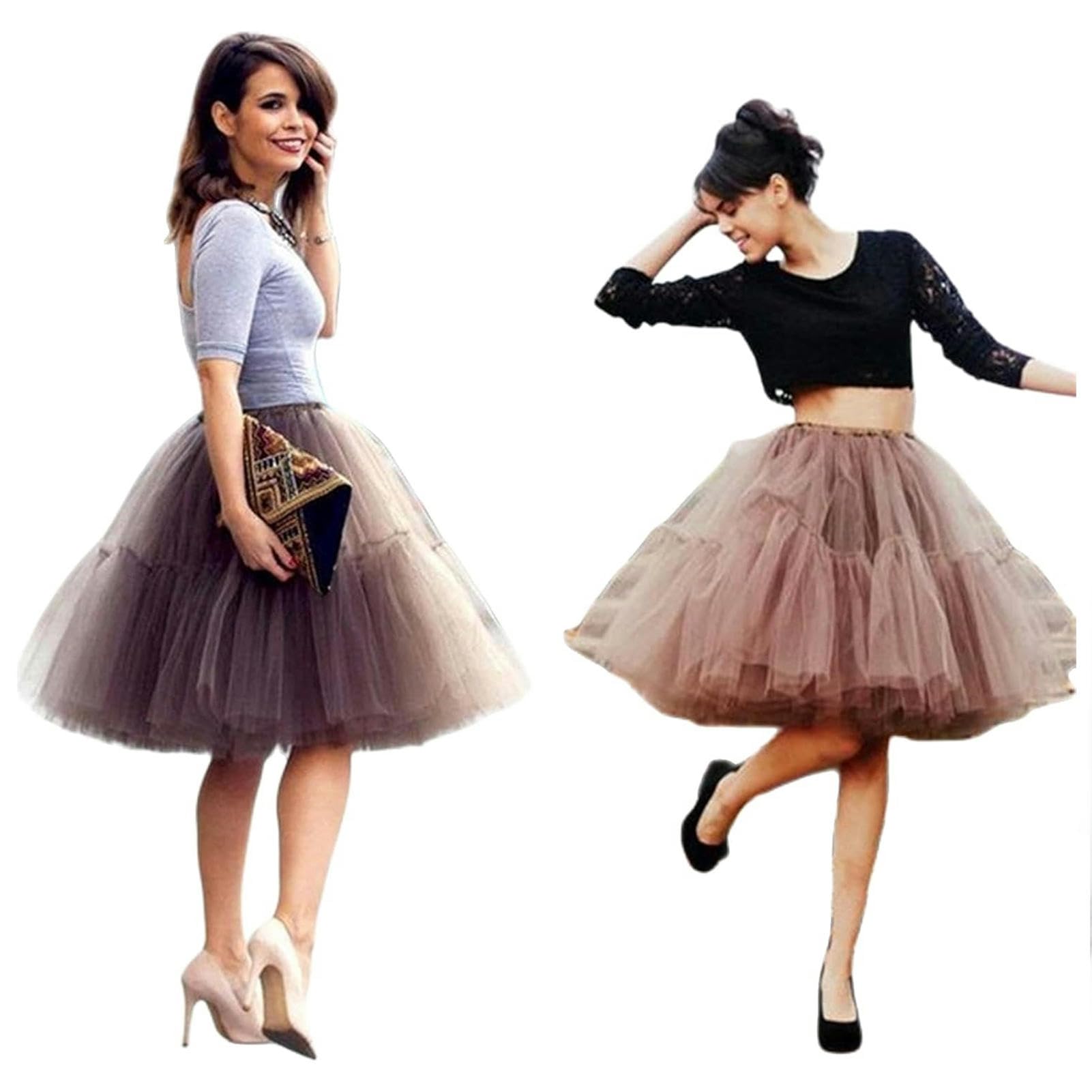 Gonna Lunga Donne Tutu Gigla Shotto Schiera Scheggio Che Mesh Gonna Mesh Tulle Meggio-Deep Green-One Size