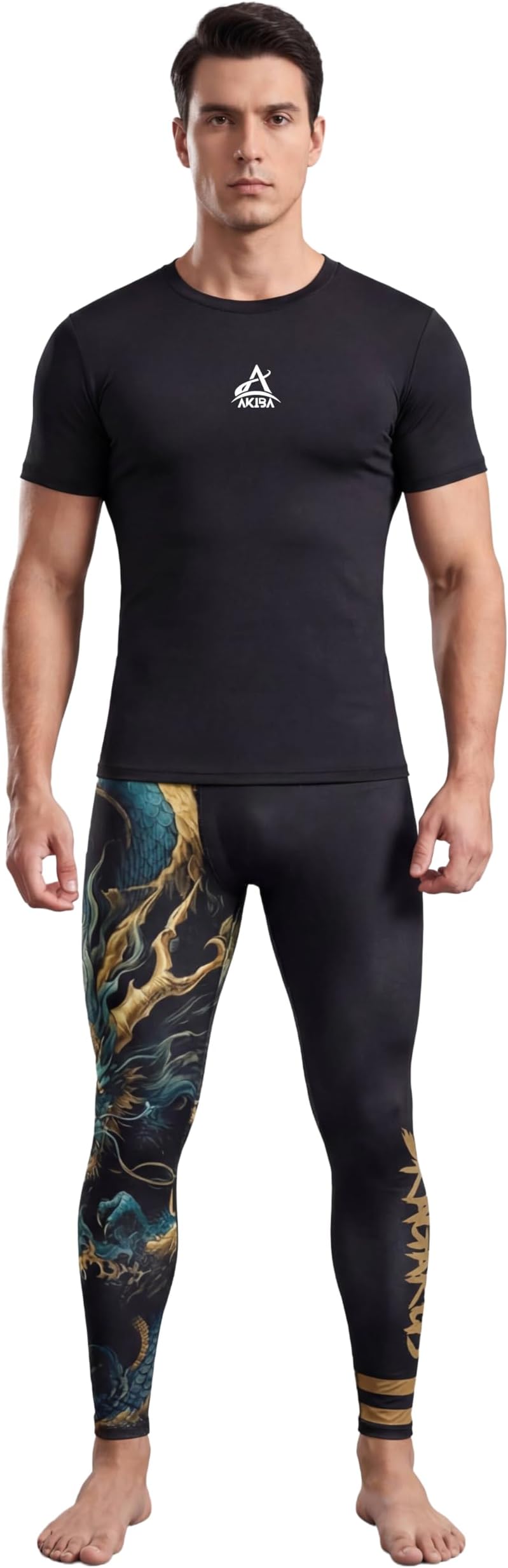 Men's Jiu Jitsu Pants BJJ Spats Leggings MMA Sports Compression Pant/Legging/Full Tights for Running, Gym Multi Sports