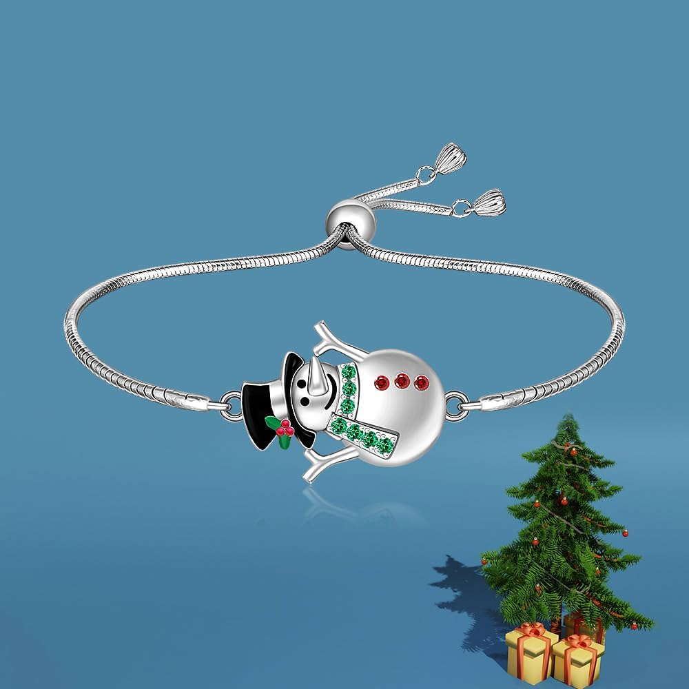 Fenthring Christmas Snowman Bracelet for Women 925 Sterling Silver Holiday Snowman Christmas Bracelets Jewelry Adjustable - Image 7