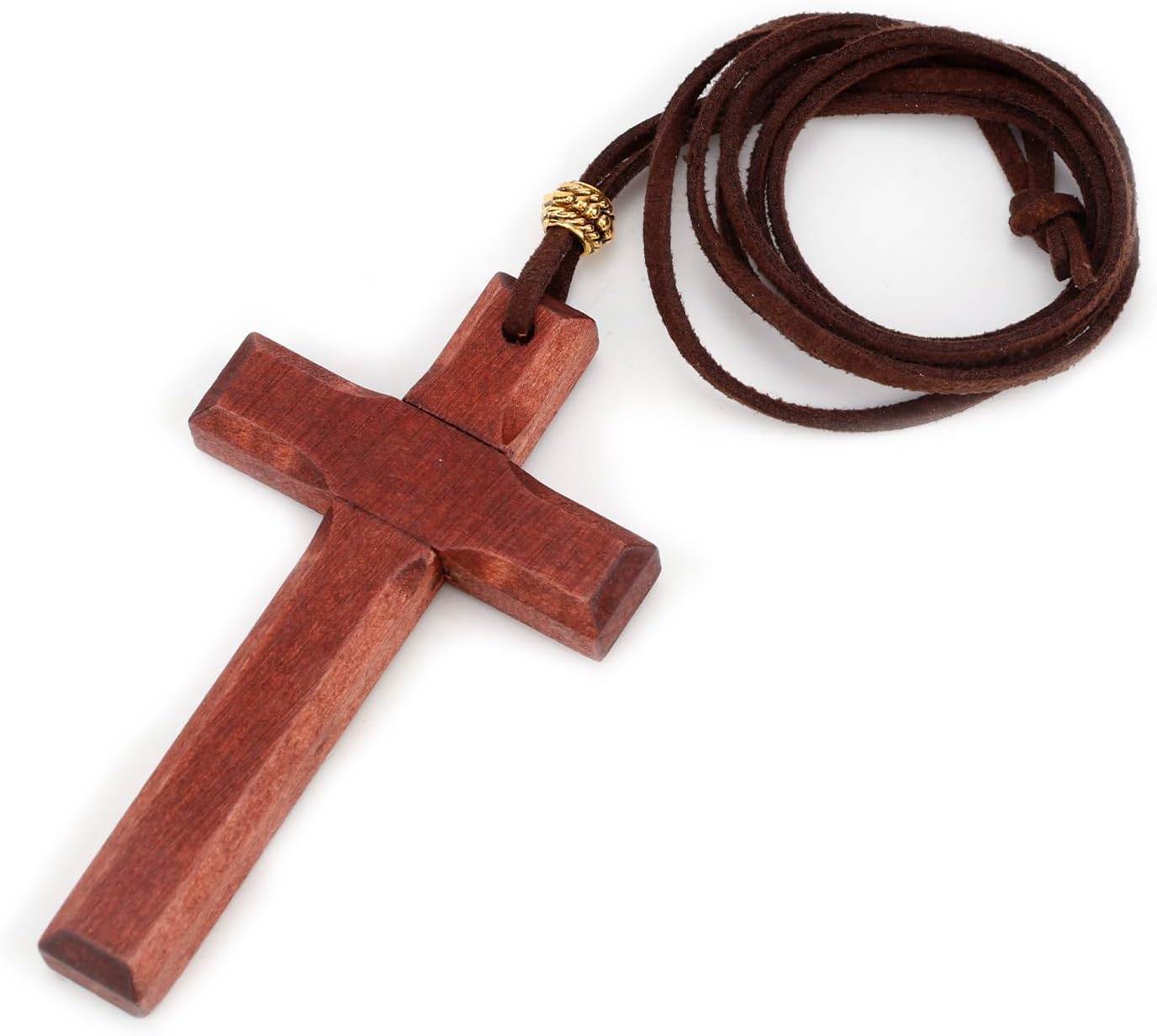 Goktvai Christian Wooden Wall Cross, 3.27in/8.3cm Wood Cross Small Hold Crucifix for Decoration with Detachable Necklace Hand Held Prayer Supply Gift Orthodox Holy Jesus Statue Art for Home Ornament