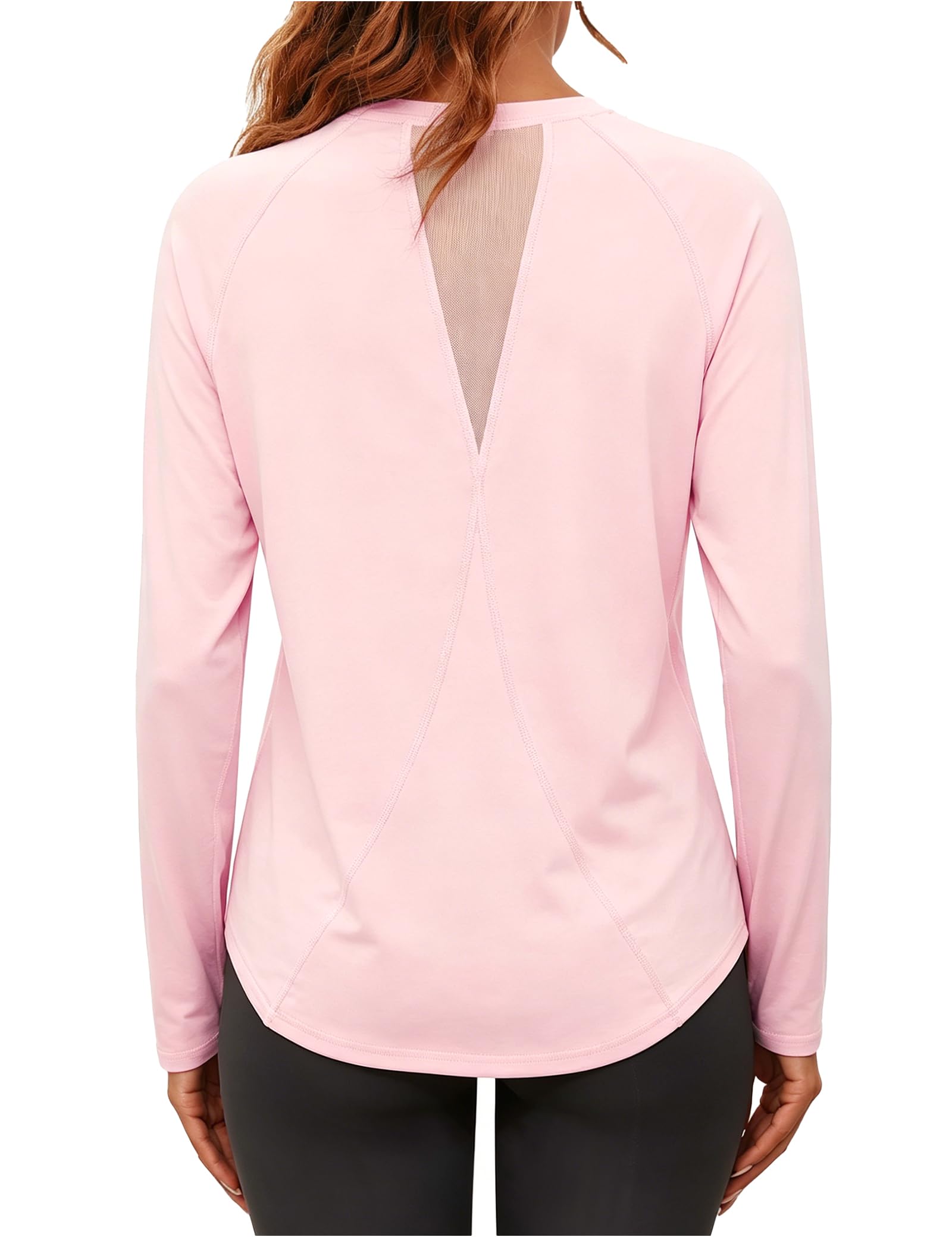 Gyabnw Damen UV Shirt UPF 50+ Sportshirt Langarm Atmungsaktives Funktionsshirt mit Mesh Rücken Schnelltrocknendes Laufshirt
