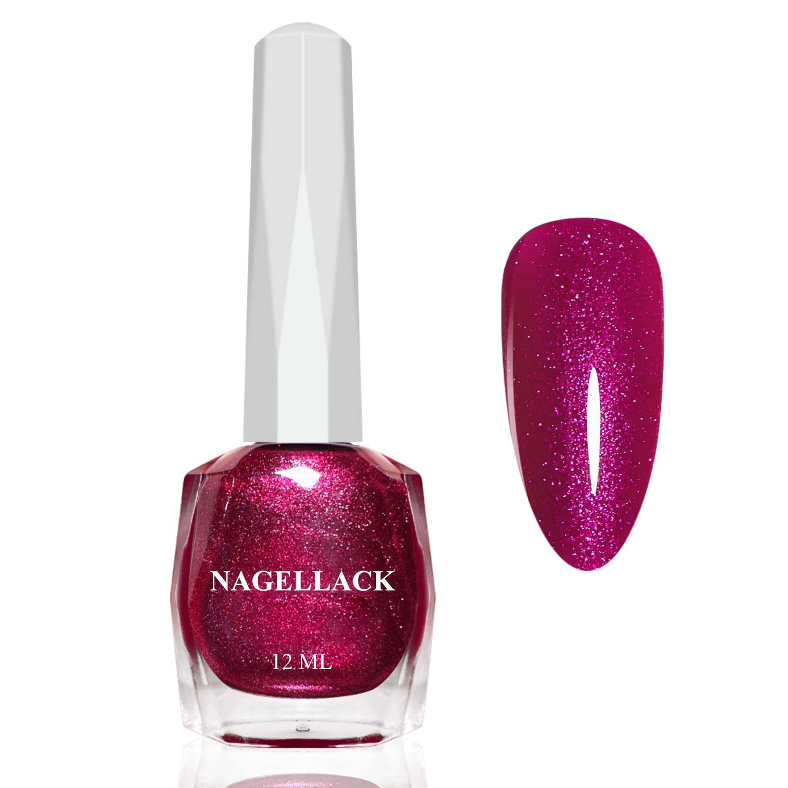 Rosa Roter Perlmutt Nagellack - 12 Ml Schnelltrocknender nagellack - Schimmer Glitter Nail Polish - Ölbasis Regular Nagelack Langanhaltend ohne UV Lampe für Frauen DIY Nail Art (Pink Red Pearl)