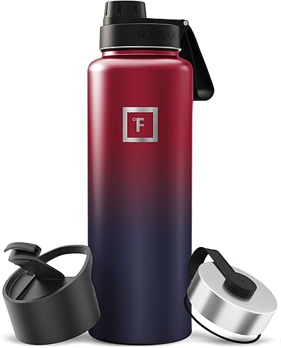 Miniatura 82 de IRON °FLASK Frasco de hidratación para acampar y senderismo con boquilla, botella de agua deportiva de acero inoxidable aislada de boca ancha, Aurora