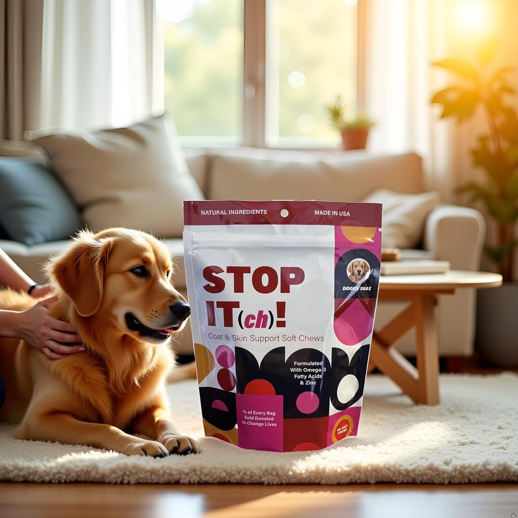 Stop It! Skin and Coat Supplement with Omega-3, EPA and DHA, and Other Ingredients scientifically Proven to Encourage Healthy Skin and a Shiny Coat. May Reduce itching and Scratching.