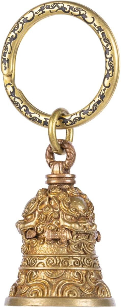 COPPERTIST.WU Lion-Biting Sword Bell Vintage Decor Bells for Car Home Office (Brass & Copper)
