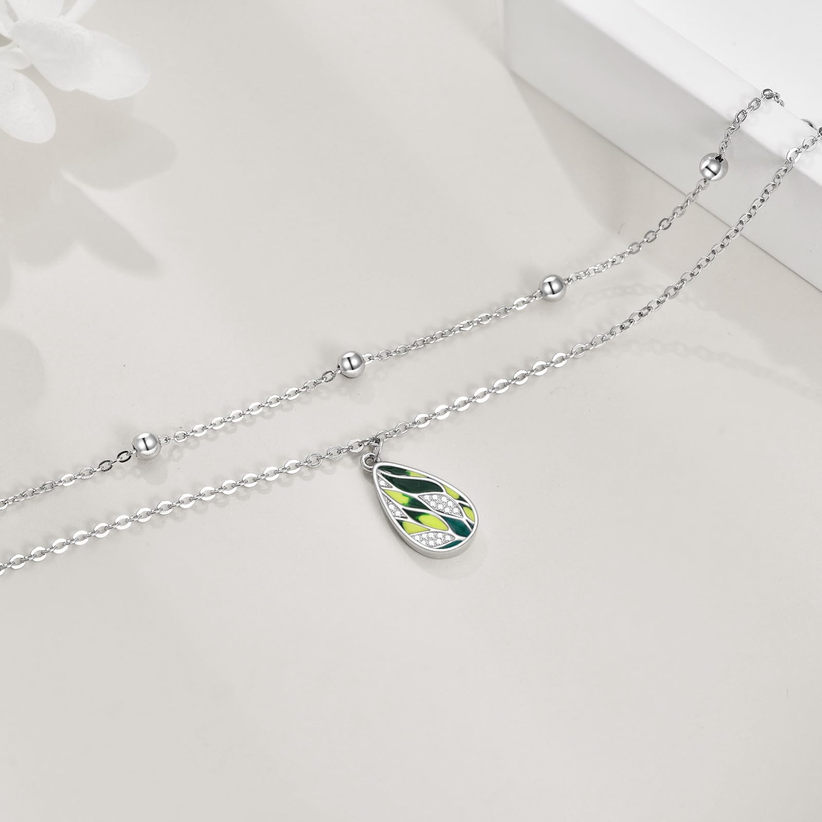 POPLYKE Meeresschildkröte Fußkettchen für Damen 925 Sterling Silber Mondstein Knöchel Armband Mädchen Doppelschichtige Kette Mondstein Geschenke Sommer Strand Schmuck