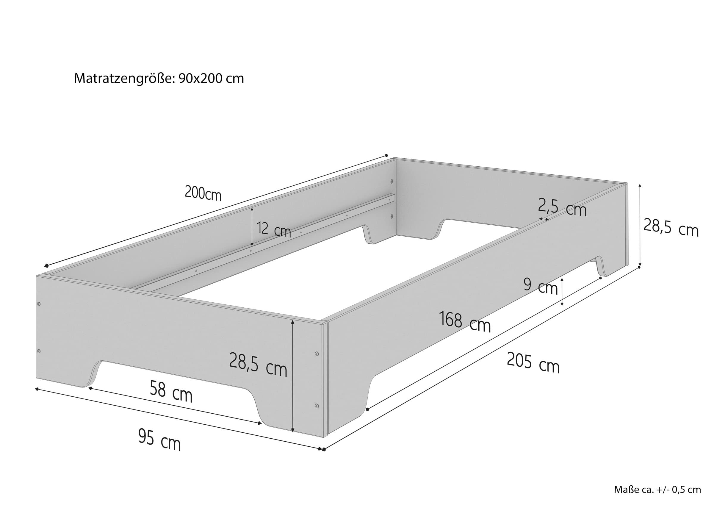 Three options of solid classic bed 90x200 in lacquered solid pine V-60.32-09