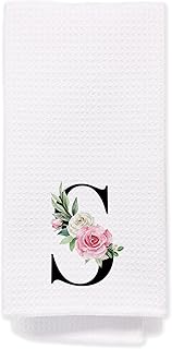 Monogrammed Initial S Hand Towels for Bathroom - Monogram Kitchen Dish Tea Towels with Intial, S Initial Gifts for Women/Men/Girls/Teacher, Personalized Gifts for Wedding/Mothers Day/Christmas