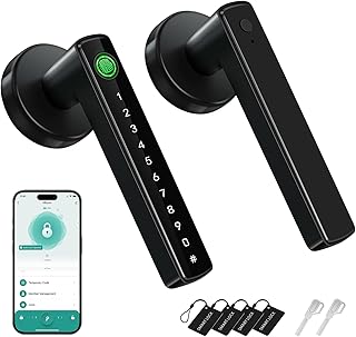 MSR X6 Fingerprint Door Lock,6-in-1 Smart Fingerprint Door Knob,Keypad Keyless Entry Door Lock with Handle,App Control,for Bedroom Home Office Apartment