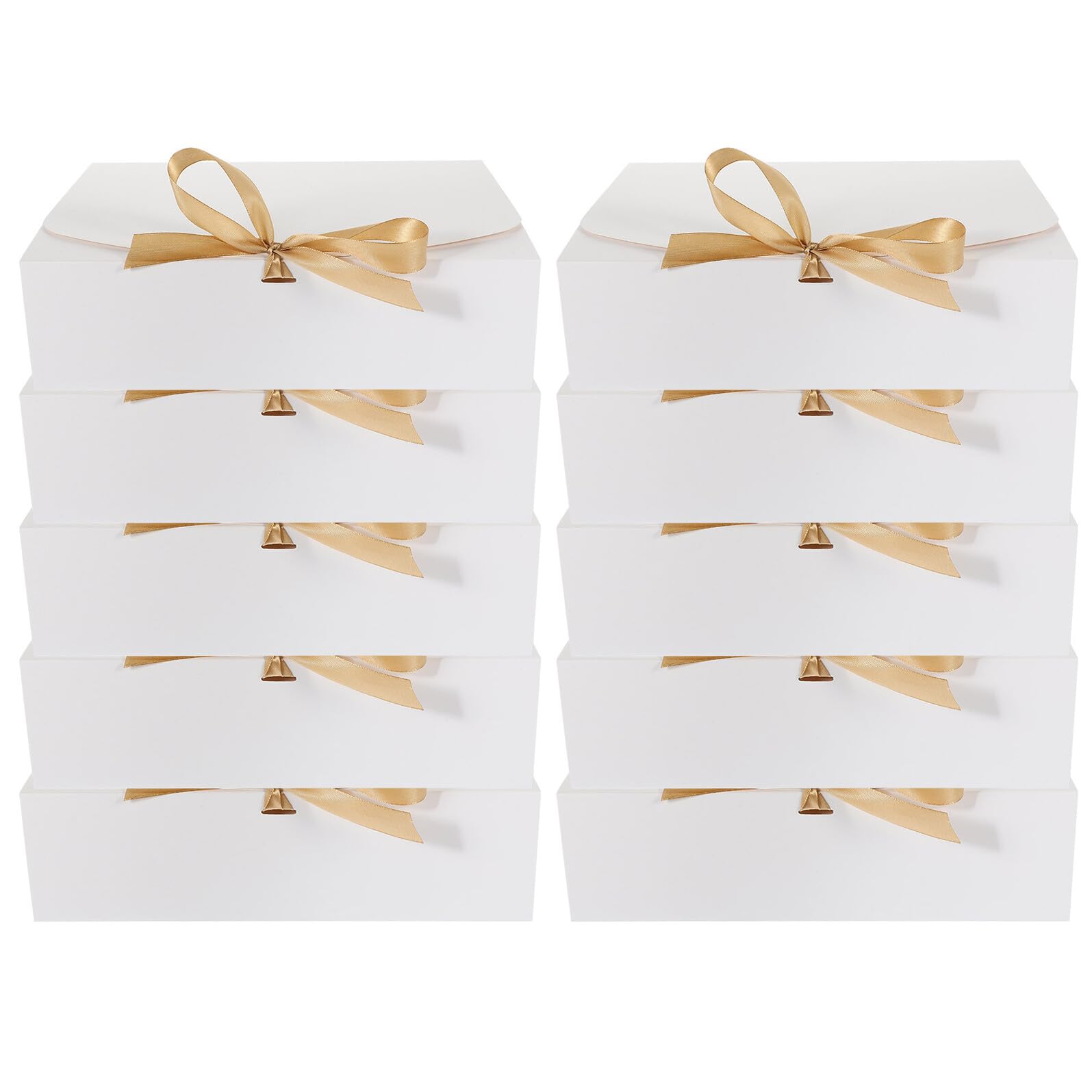HORIALENCE 10 Stück Weißer Papierkarton Geschenkbox mit Schleife Leichte Multipurpose Geschenkschachteln für Hochzeit und Valentinstag Verpackung für Schmuck und Parfüm