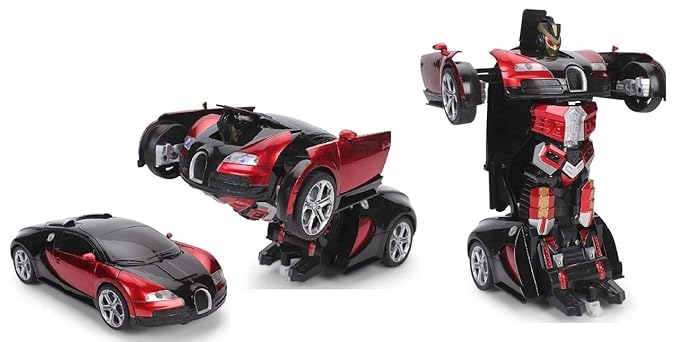 Toy Shopee 2 in 1 RC Transforming Remote Control Car to Robot Toy with Remote Controller for Kids (Red & Blue )