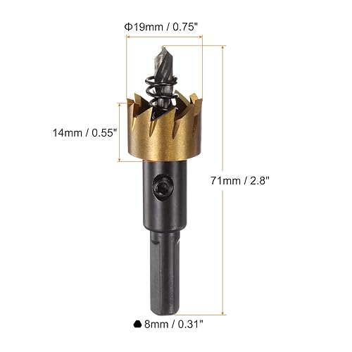 Miniatura 2 de 2 piezas de sierras de agujero de 0.748 in (34 ") M35 HSS (acero de alta velocidad) recubierto de titanio brocas cortadores abridores para acero