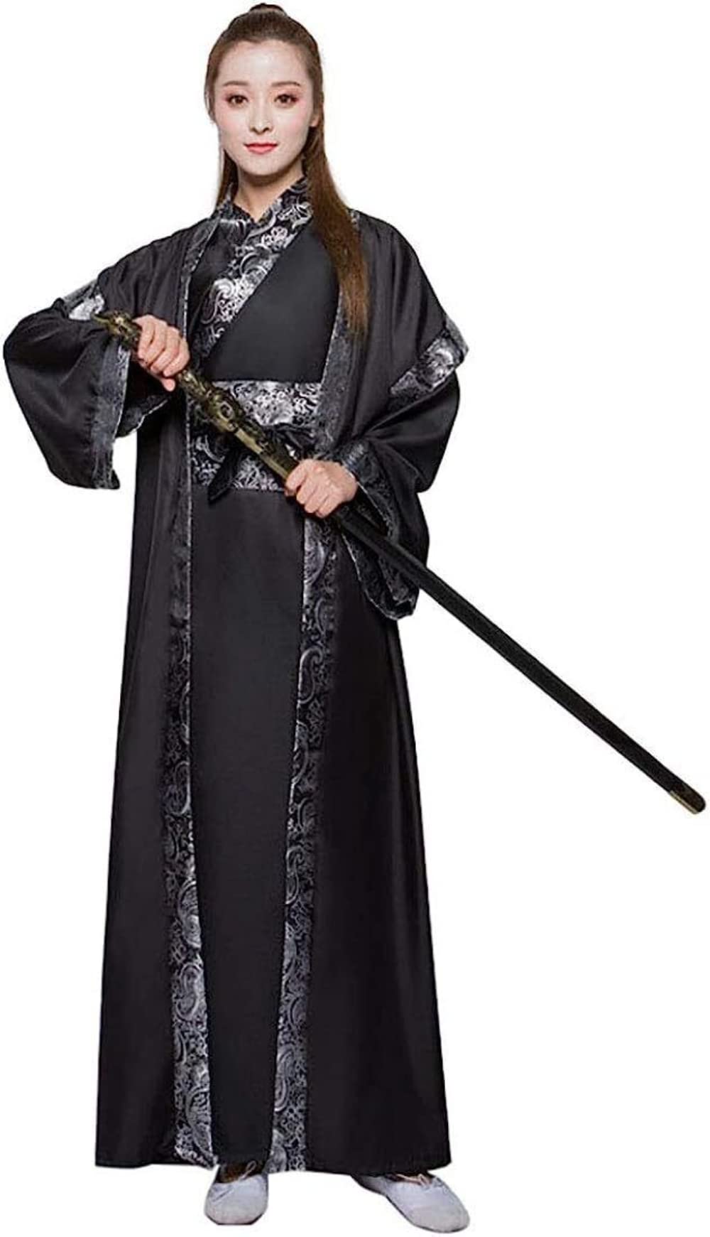 tradycyjnej chińskiej odzieży Starożytny chiński strój szermierza dla dorosłych tradycyjny strój Hanfu Cosplay wojenny(Black,Small)