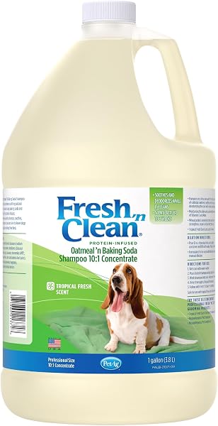PetAg Fresh ’n Clean Oatmeal ’n Baking Soda Shampoo - Tropical Fresh Scent (10:1 Concentrate) - 1 Gallon - Nurtures