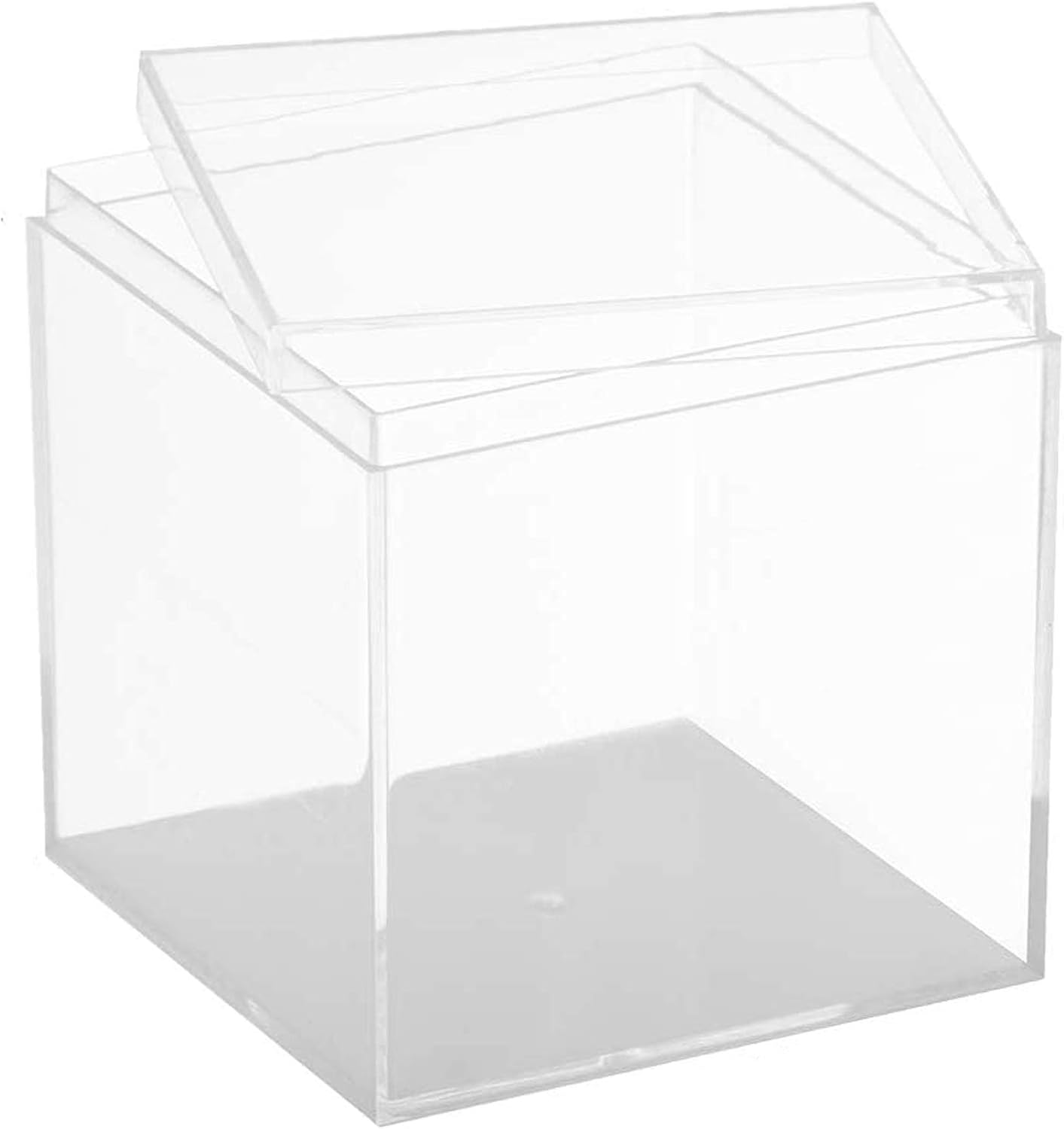 Hammont Clear Acrylic Boxes - 2 Pack - 4''x4''x4'' - Small Cube Lucite Boxes for Gifts, Weddings, Party Favors, Treats, Candies & Accessories, Plastic Storage Boxes