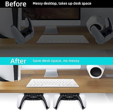 Mcbazel Under Desk Mount for PS5/PS4 Controller, Table Stand Holder Compatible with PlayStation 5/4 Controller - Black