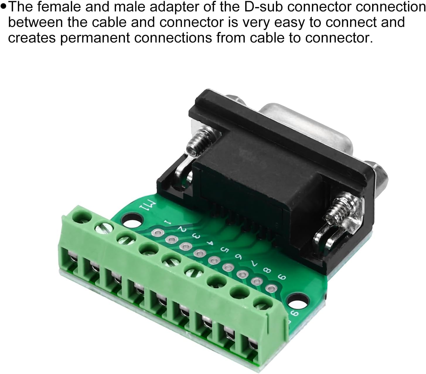 MECCANIXITY DB9 Breakout Connector/RS232 Serial 9 Pin Connector Male Female Socket 9-pin 2-Row Male Female for Mechanical Equipment CNC Computers Pack of 4 with Thumb Screws