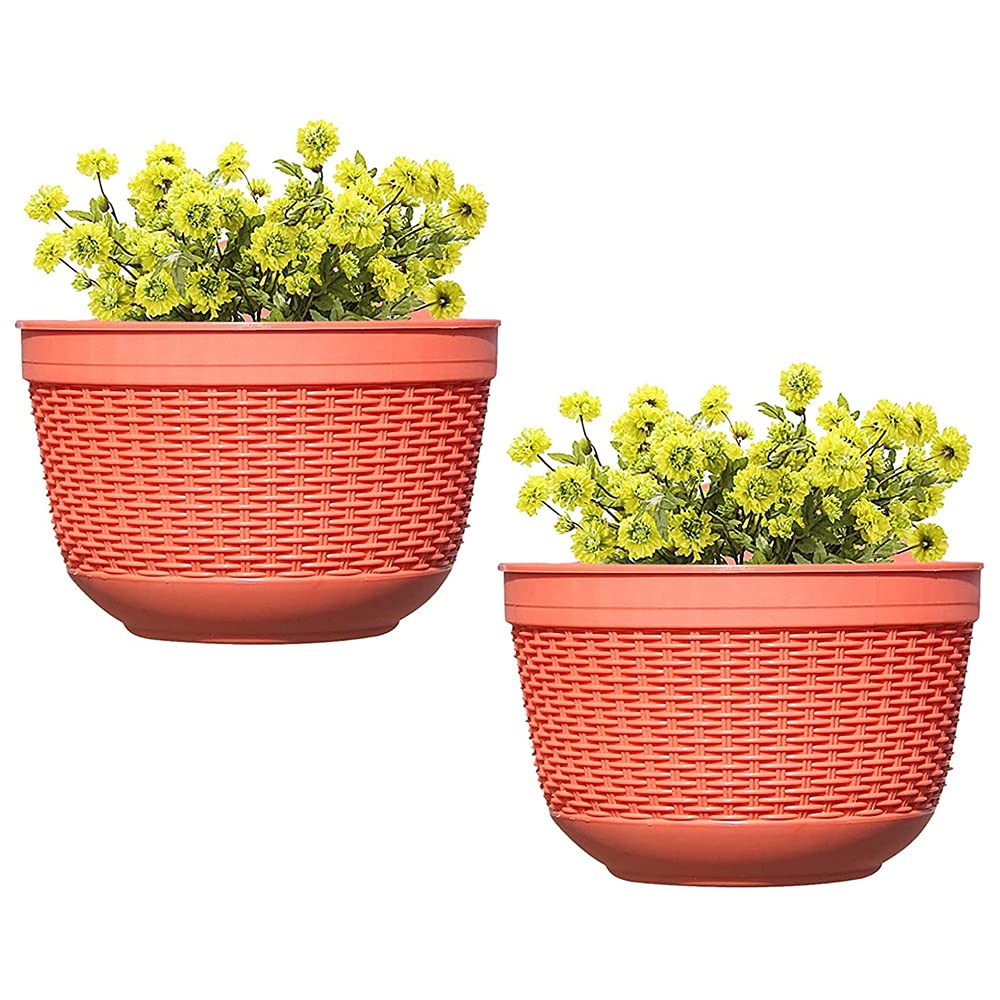 Set 2 Fioriere Sospese In Plastica Rosso Mattone – Con Ganci – Per Recinzione E Balcone 21x13,5x12 Cm - 3